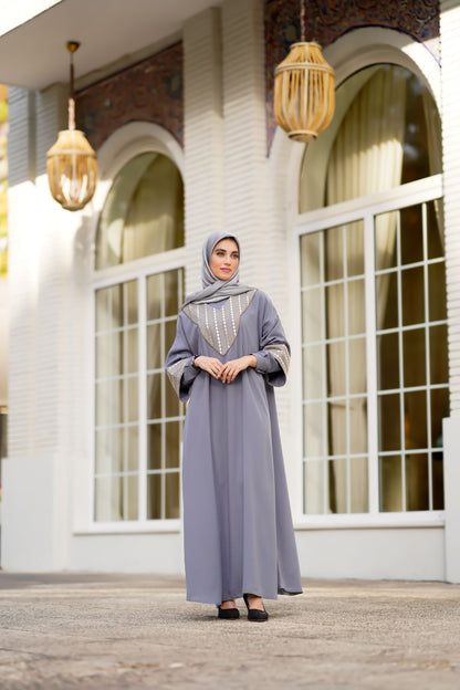 HANIEH MANTEAUX ABAYA SILVER BLUE