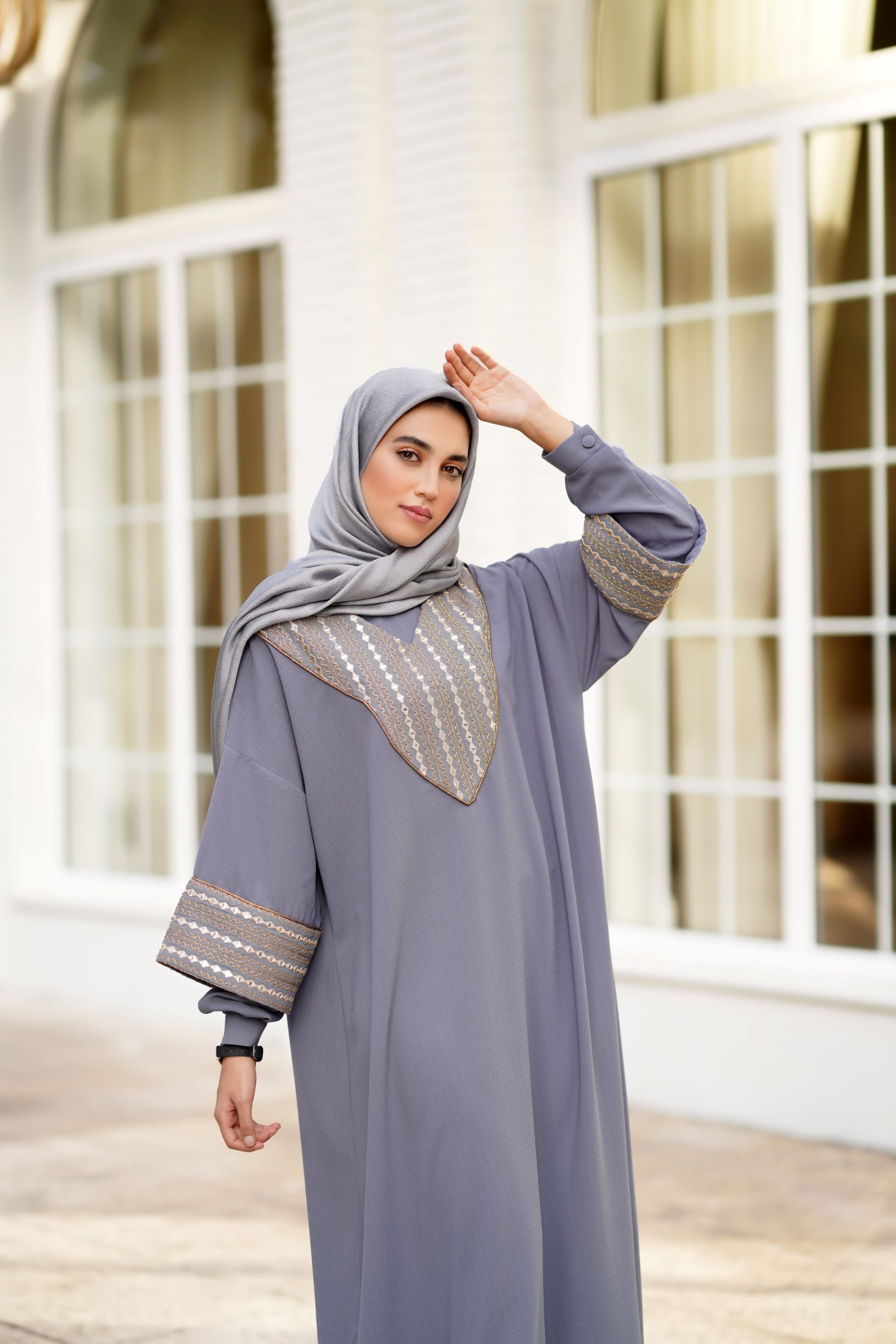 HANIEH MANTEAUX ABAYA SILVER BLUE