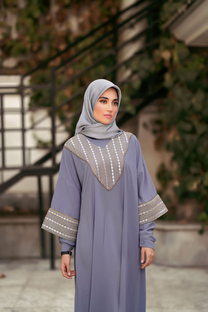 HANIEH MANTEAUX ABAYA SILVER BLUE