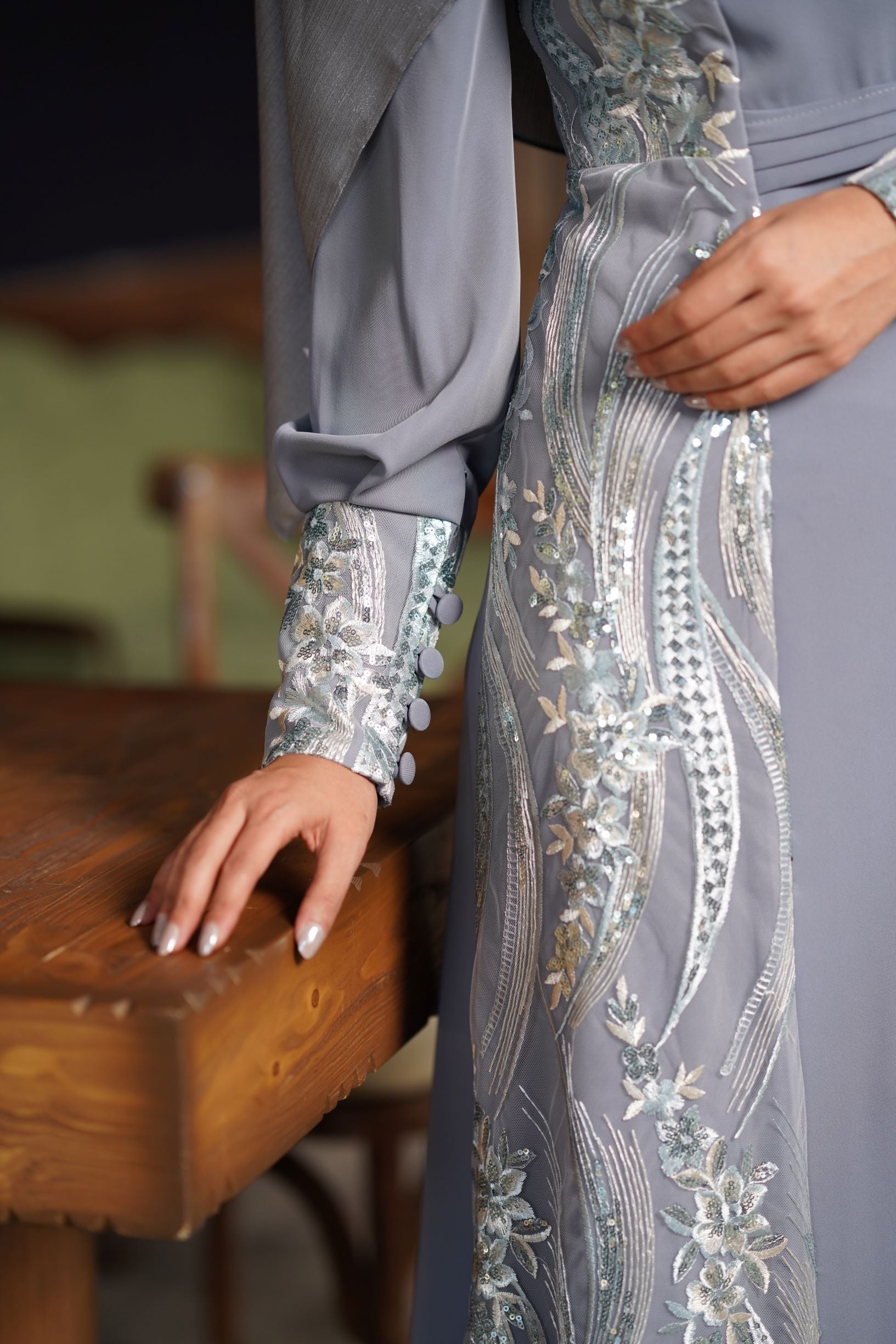 PARIZAD LONG DRESS - SILVER BLUE